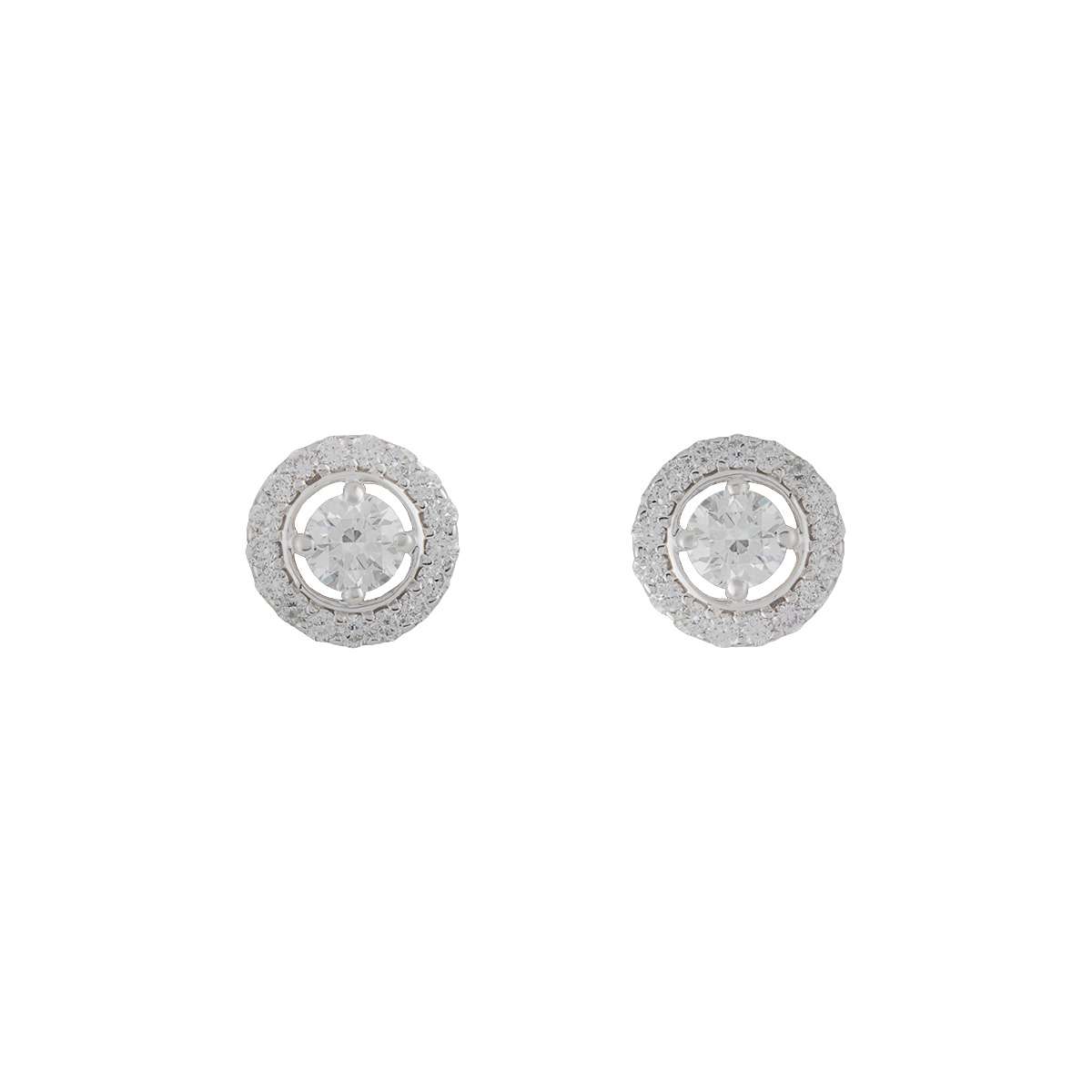 18k White Gold Diamond Halo Earrings 1.33ct | Rich Diamonds